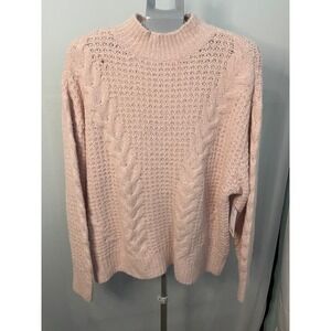 Sonoma Goods For Life Womens XL Pink‎ Cable Knit Mock Neck Sweater Soft